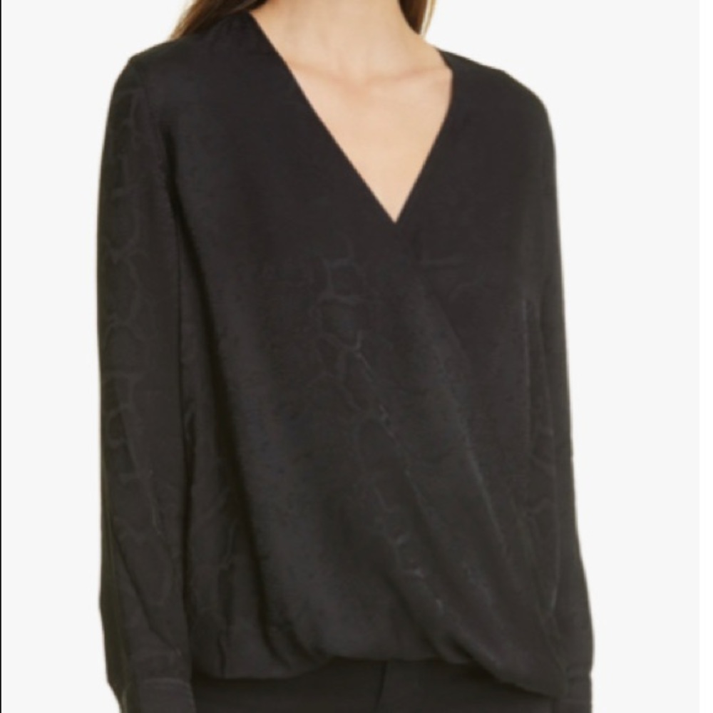 Rails Hillary Snake Jacquard Wrap Front Long Sleeve Blouse - Picture 2 of 11